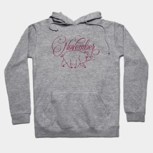 November Claret Red Pig Hoodie